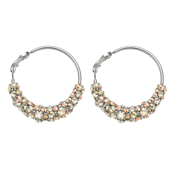 Unbranded Silver Rhinestone Beaded Hoop Earrings