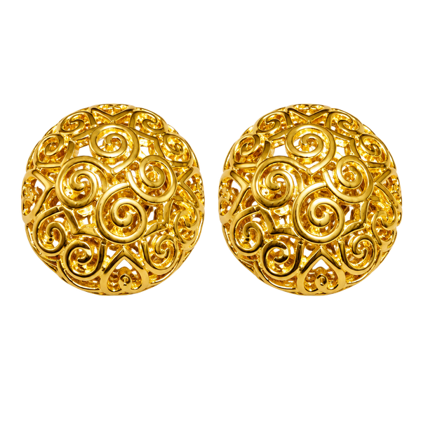 Trifari Gold Tone Filigree Swirl Clip On Earrings