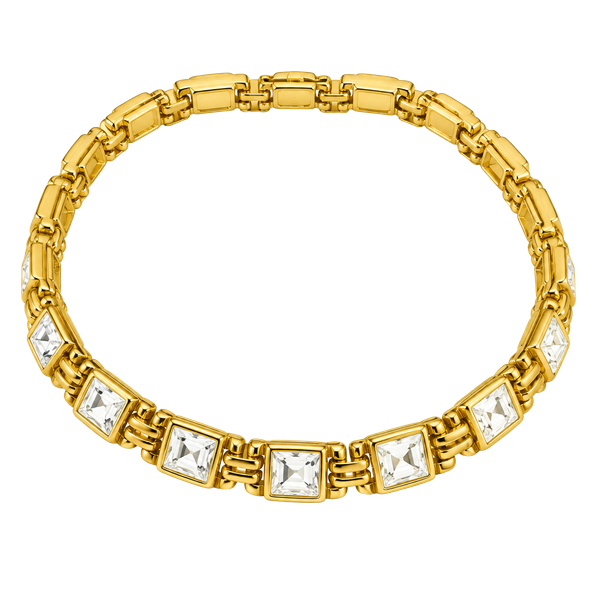 Vintage Gold Tone Cubic Zirconia Tennis Bracelet 7.5 Inch