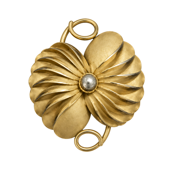 Vintage Abstract Gold Tone Floral Flower Brooch Pin