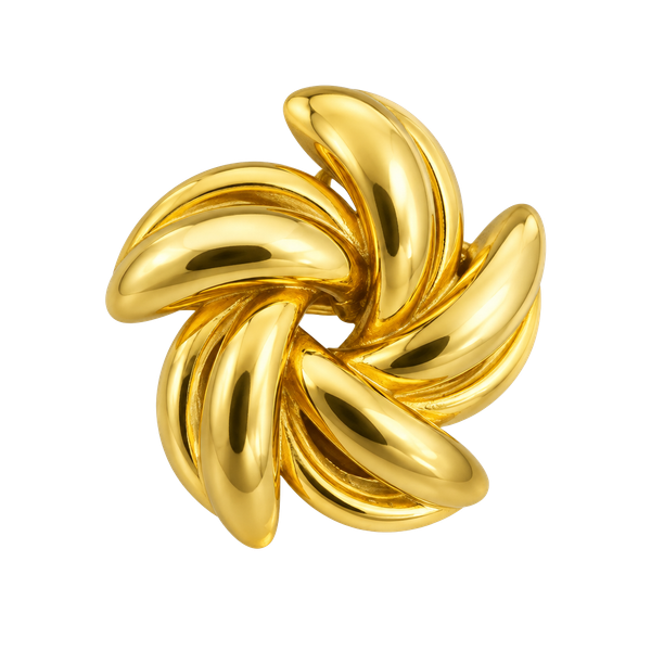 Vintage Gold Tone Swirl Pinwheel Brooch Starburst Pin