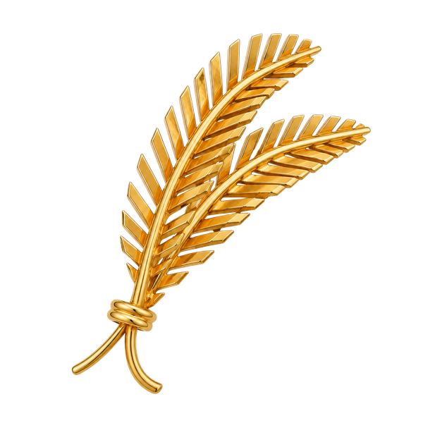 Giovanni Vintage Gold Tone Double Feather Leaf Brooch Pin