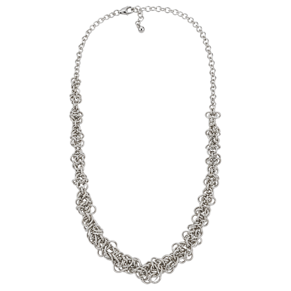 Avon Silver Tone Multi Loop Rings Cluster Necklace