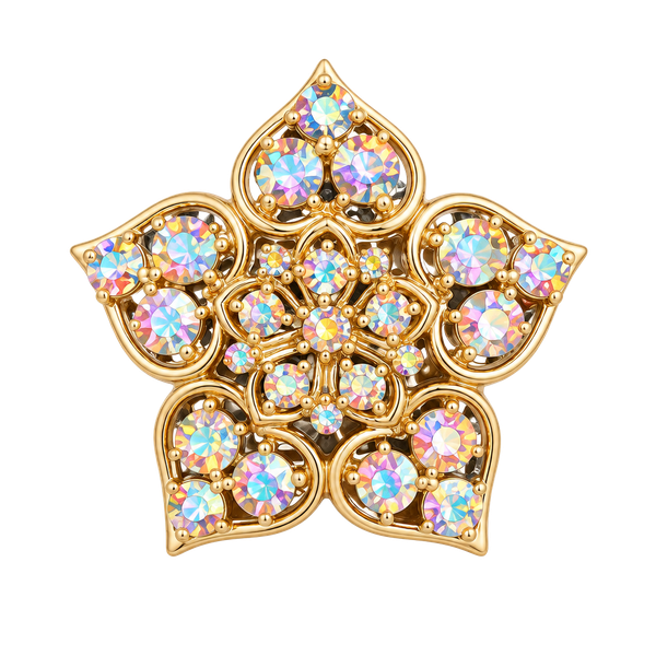 Vintage Gold Tone Aurora Borealis Rhinestone Star Brooch Pin