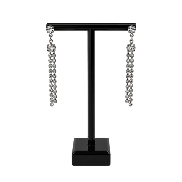 Vintage Silver Tone Clear Rhinestone Chandelier Drop Dangle Earrings