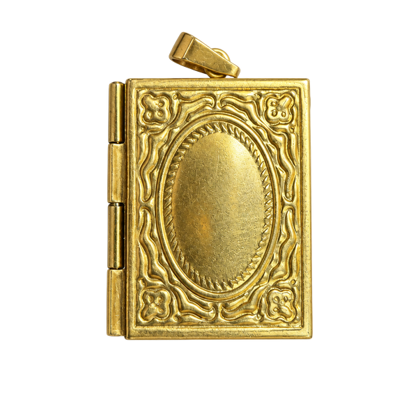 Unbranded Book Locket Pendant Gold Tone Brass Photo Frame