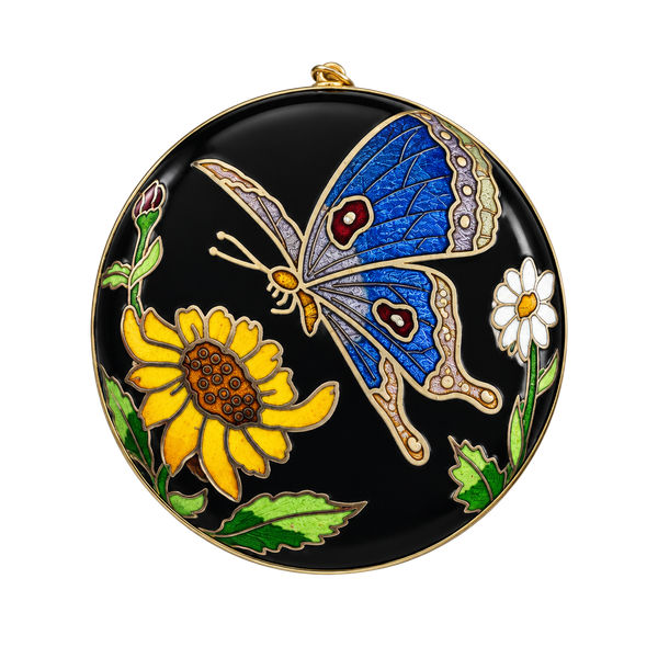 Vintage Chinese Cloisonne Enamel Butterfly Pendant