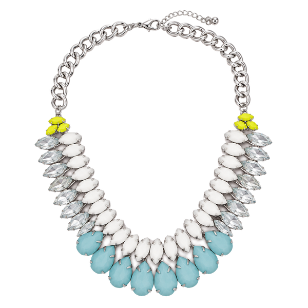 Stella & Dot Marina Statement Necklace Blue White Yellow
