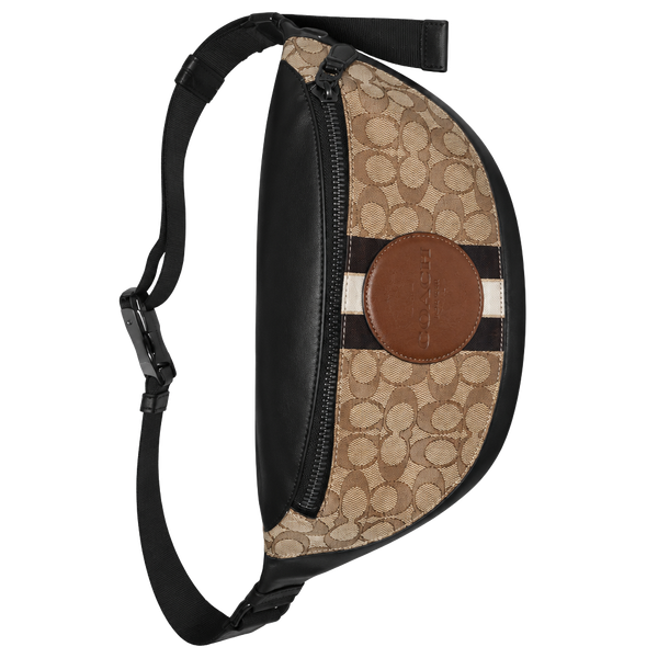 Coach League Belt Bag Signature Jacquard Khaki Black 4119