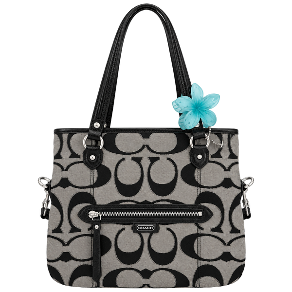 Coach Signature C F23940 Black Gray Convertible Tote Bag