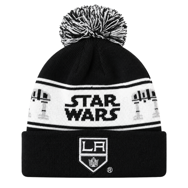 Los Angeles Kings Star Wars Mammoth Beanie Black White Pom Pom