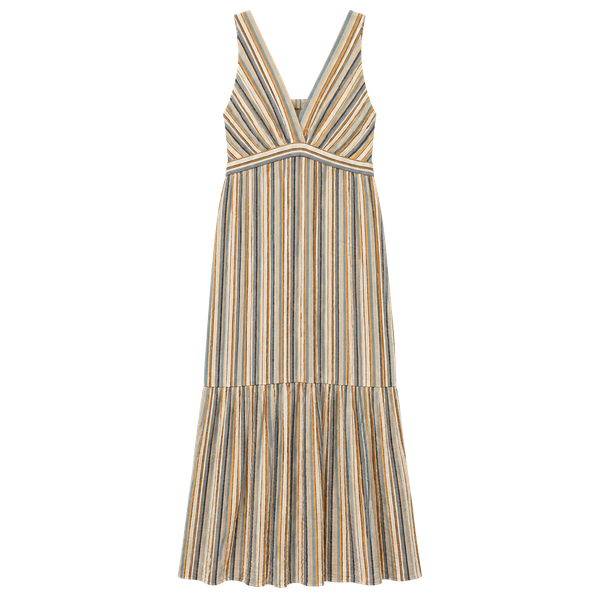 Angie Striped Maxi Dress Size L Multi Color Sleeveless V-Neck Rayon