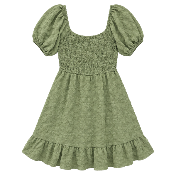 Unbranded Puff Sleeve Smocked Bodice Skater Dress