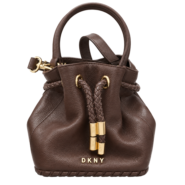 DKNY York Winnie Bucket Bag Brown Leather