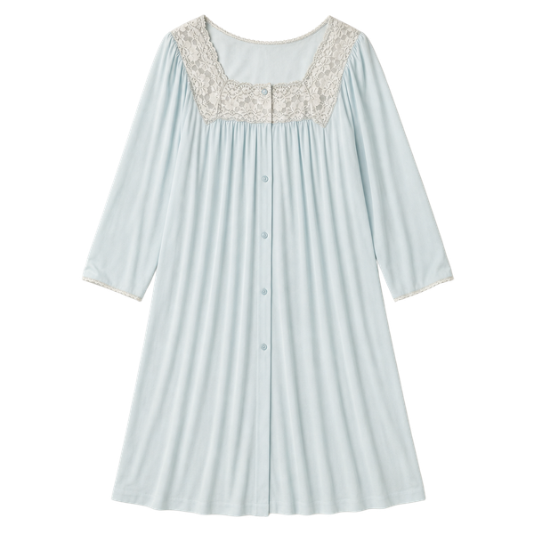 Vintage Vanity Fair Light Blue Nylon Nightgown with Lace Detail