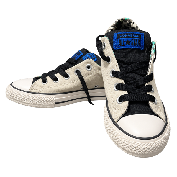 Converse Chuck Taylor All Star Low Top Sneakers White Black Blue Kids Size 2