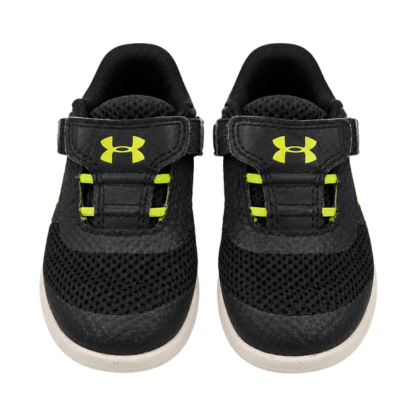 Under Armour Kids 7K Black Neon Green Hook & Loop Athletic Sneakers Shoes