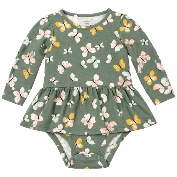 Carter's Butterfly Peplum Bodysuit Size 18m Green Long Sleeve