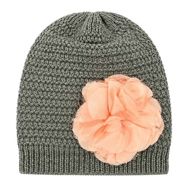 Carter's Knit Hat Size 12-24 Months Grey Flower