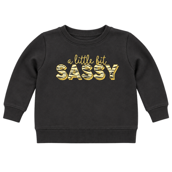 Baby And Toddler Girls Long Sleeve Sassy Graphic Tee - BLACK