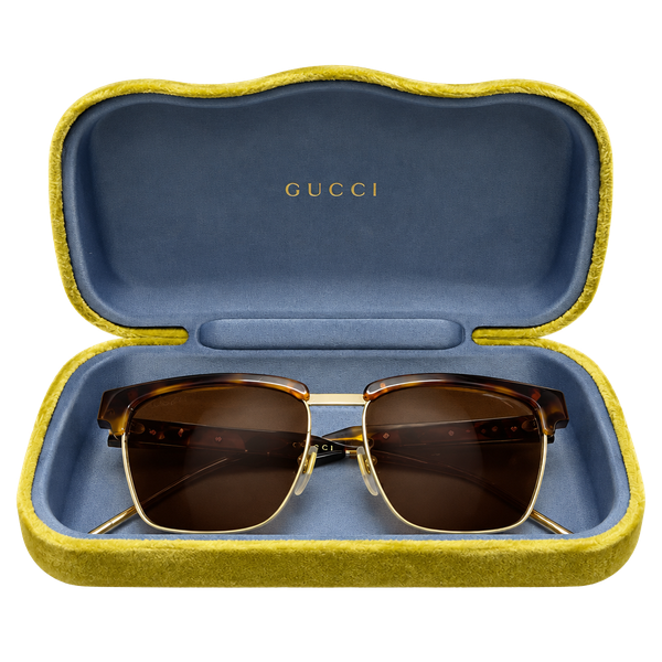 Vintage Gucci GG0603S Size 52 Tortoise Gold Square Sunglasses