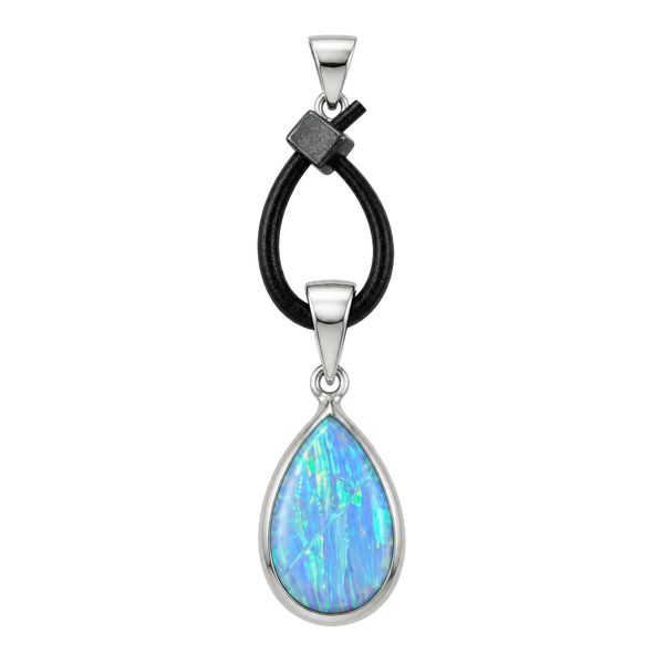 Mexico 925 Sterling Silver Blue Opal Teardrop Pendant