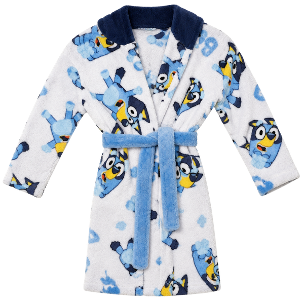 Bluey Fleece Bathrobe Size 4T/5T White Hooded Sleepwear