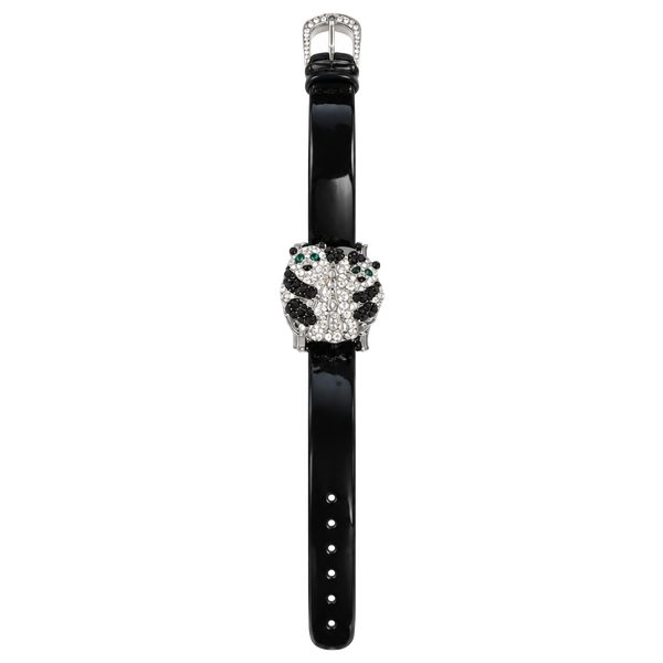 Victoria Wieck Crystal Panda Bear Quartz Watch Black wrist band green eyes