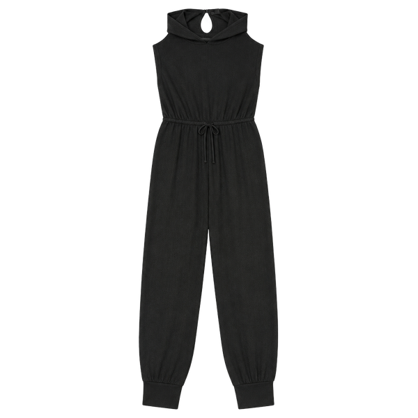 Gap Jumpsuit Womens Size XS Black Drawstring Halter Keyhole Back Cotton Modal