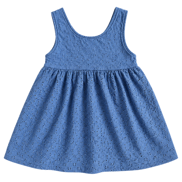 Cat & Jack Dress Size 18M Blue Eyelet Bow Back