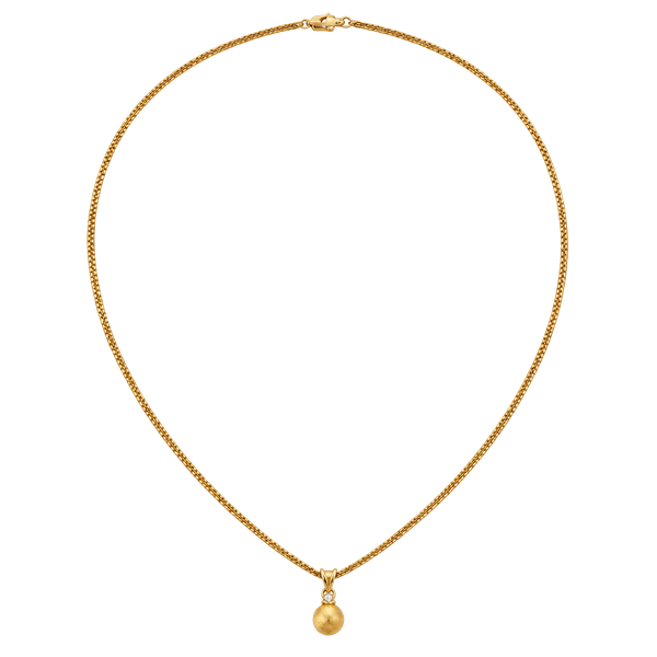 Vintage Gold Tone Herringbone Snake Chain Pearl Necklace