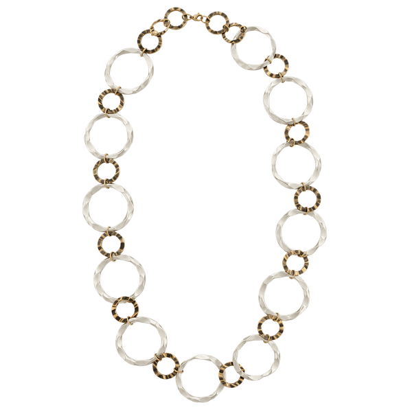 Chico's Two Tone Hammered Circle Link Necklace