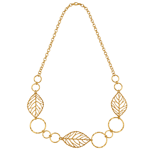 Unbranded Gold-Tone Leaf and Circle Link Chain Belt Necklace