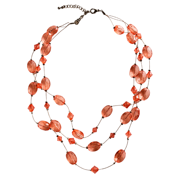 Unbranded Pink Beaded Multi-Strand Wire Necklace