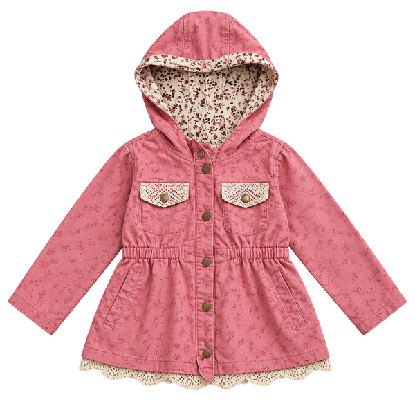 Nannette Kids Jacket Size 6 Pink Cotton Lace Trim
