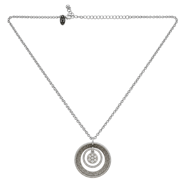  Triple Circle Rhinestone Pendant Necklace