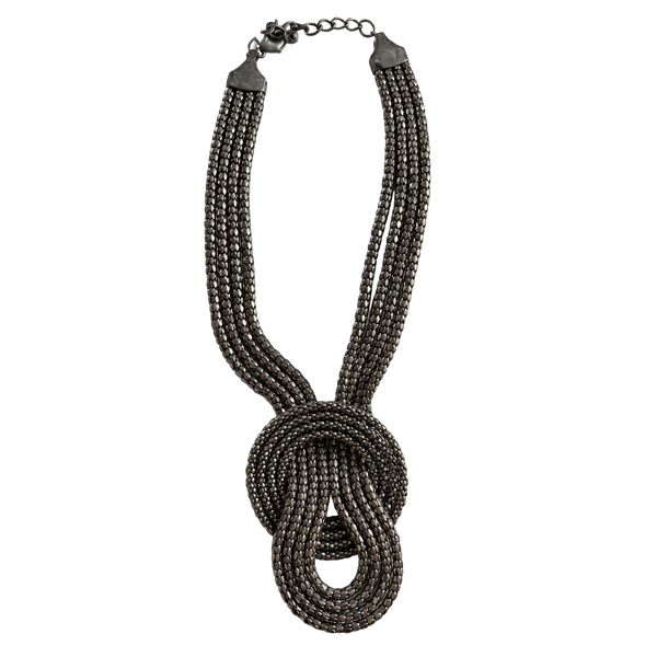 Express Gunmetal Popcorn Multi Chain Knot Necklace