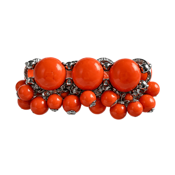 Chunky Orange Bubblegum Bead Cluster Statement Bracelet