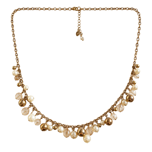 Unbranded Gold Tone Faux Pearl And Bead Statement Necklace
