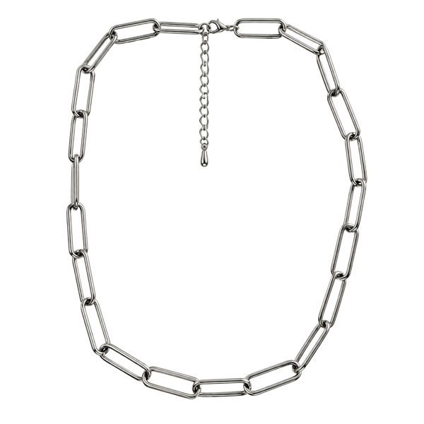 Silver Paperclip Link Chain Necklace