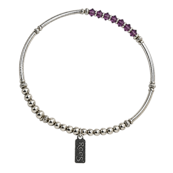 Rees Sterling Silver Amethyst Crystal Bangle Bracelet