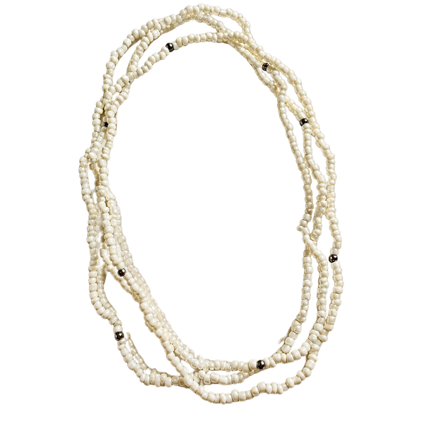 Handmade Multi-Strand White Beaded Necklace
