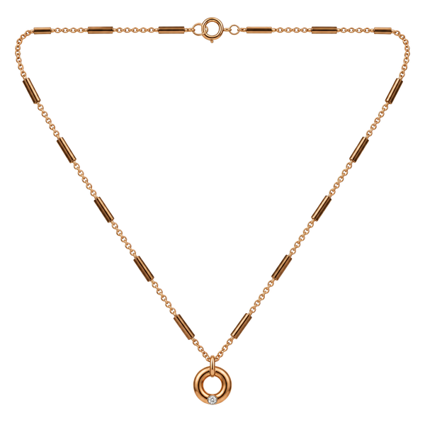 Unbranded Rose Gold Tone Rhinestone Ring Pendant Necklace