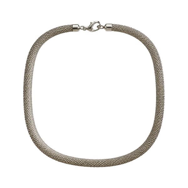 Vintage Silver Tone Tubular Mesh Choker Necklace