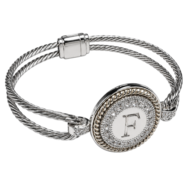 Ganz Monogram Initial F Cable Cuff Bracelet