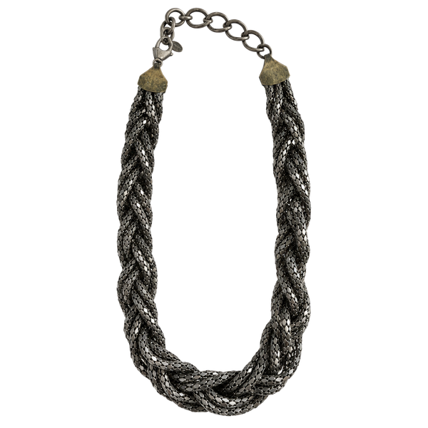Express Braided Mesh Chain Choker Necklace Gunmetal