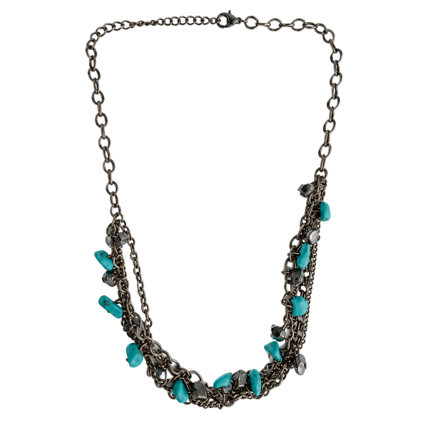 Unbranded Multi-Strand Turquoise Stone Brass Necklace