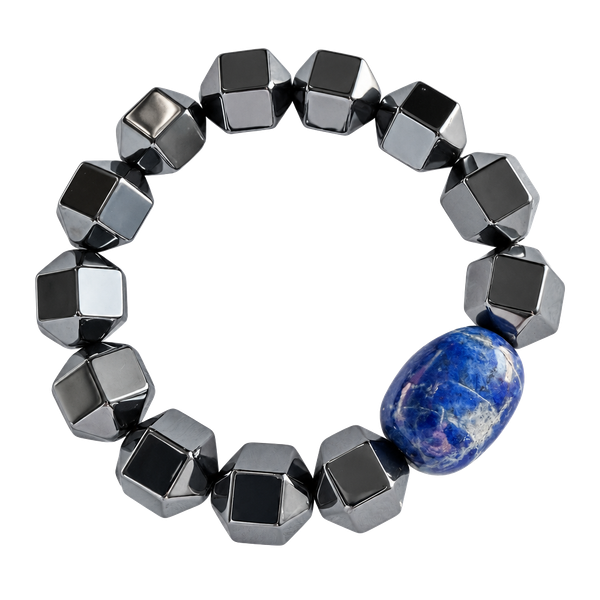 Unbranded Hematite Lapis Lazuli Stretch Bracelet