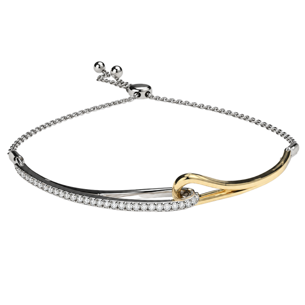 Two-Tone Curved Slider Bracelet Silver And Gold