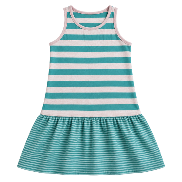 Gymboree Striped Dress Size S (5-6) Teal White